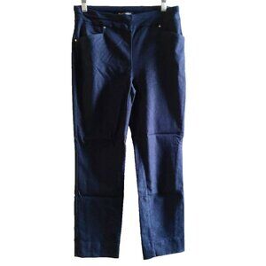 Hilary Radley Stretch Dark Navy Cropped Pull-On Ankle Pants, S